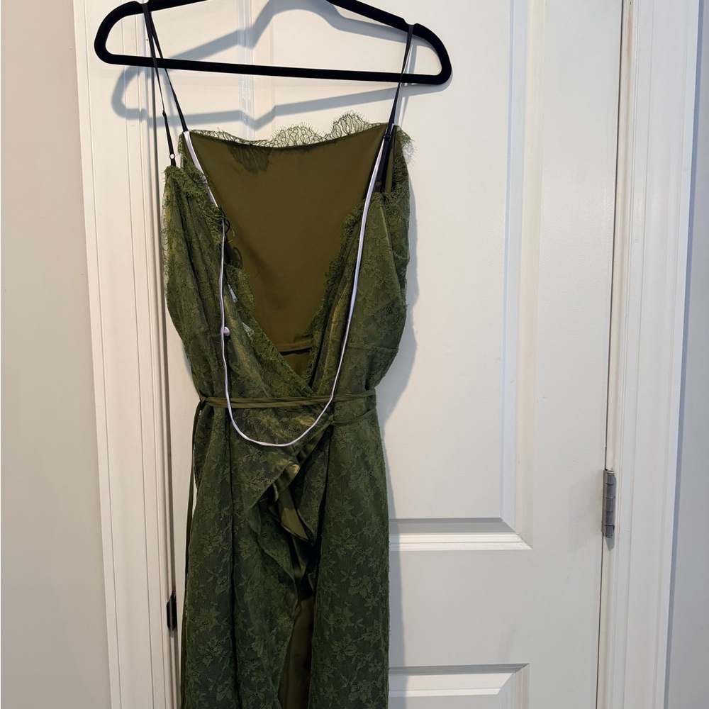 Nina Ricci Olive Lace Strapless Slip Dress